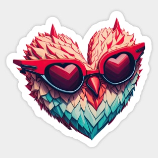 Feathered Heart with Sunglasses Art Sticker